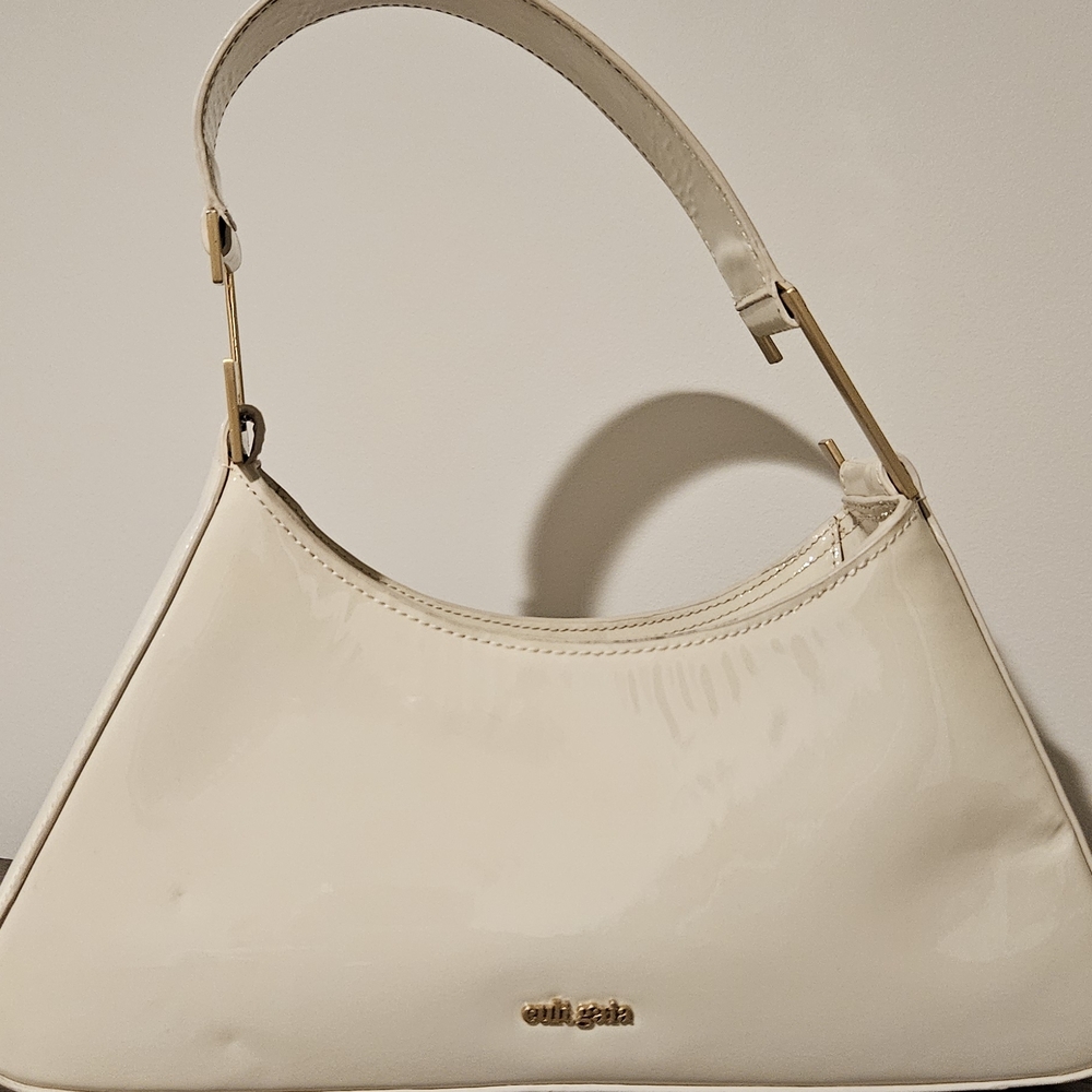 Cult Gaia Glossy Cream Shoulder Bag